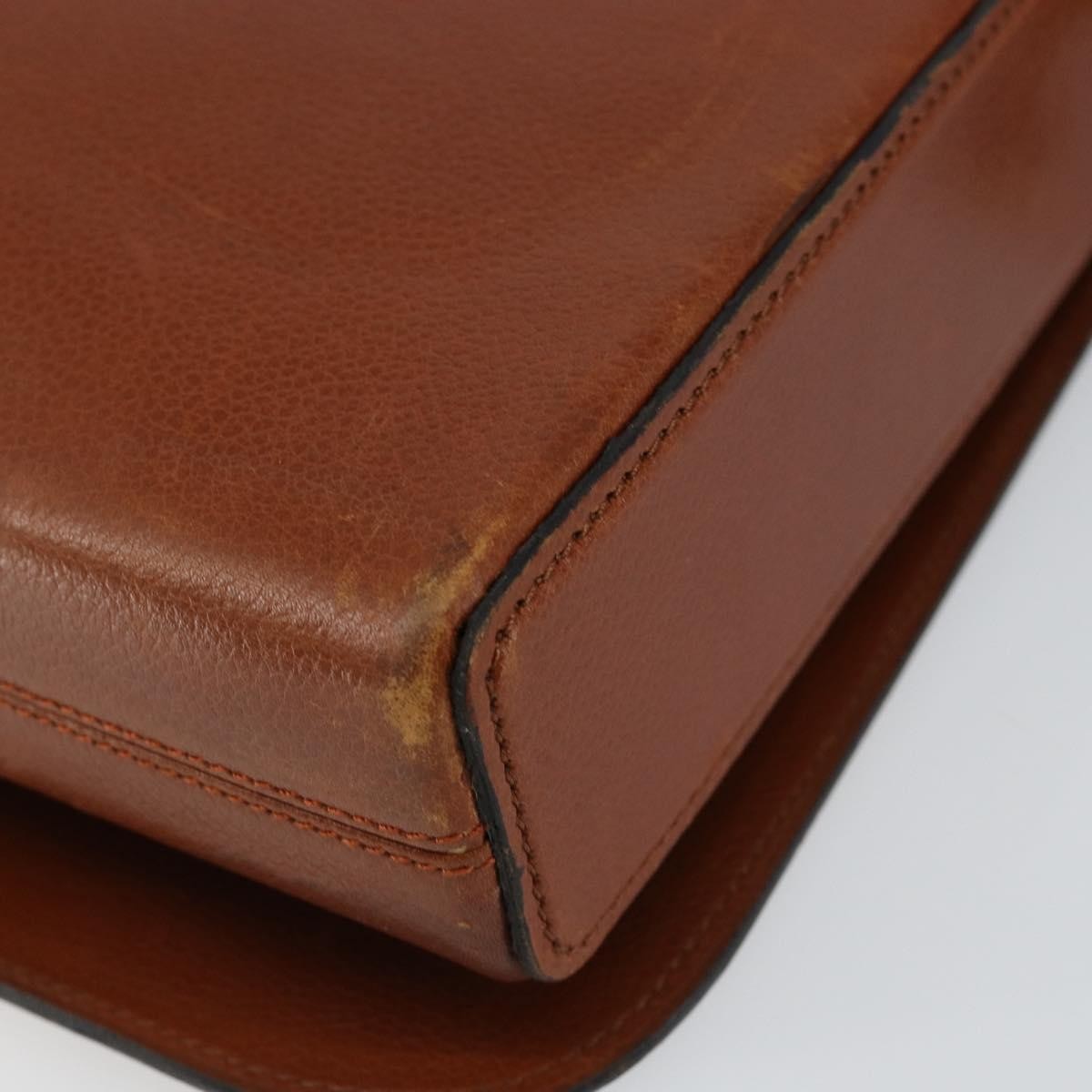 Dior Christian Dior Shoulder Bag Leather Brown Gold Authentic hk3117