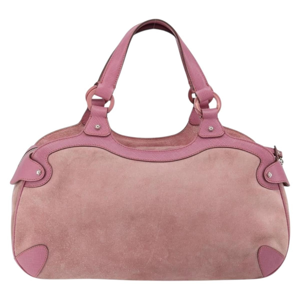 Salvatore Ferragamo Salvatore Ferragamo Gancini Hand Bag Suede Leather Pink Silver Authentic bs30801
