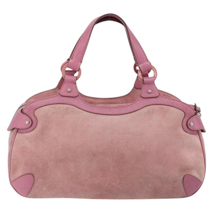 Salvatore Ferragamo Salvatore Ferragamo Gancini Hand Bag Suede Leather Pink Silver Authentic bs30801