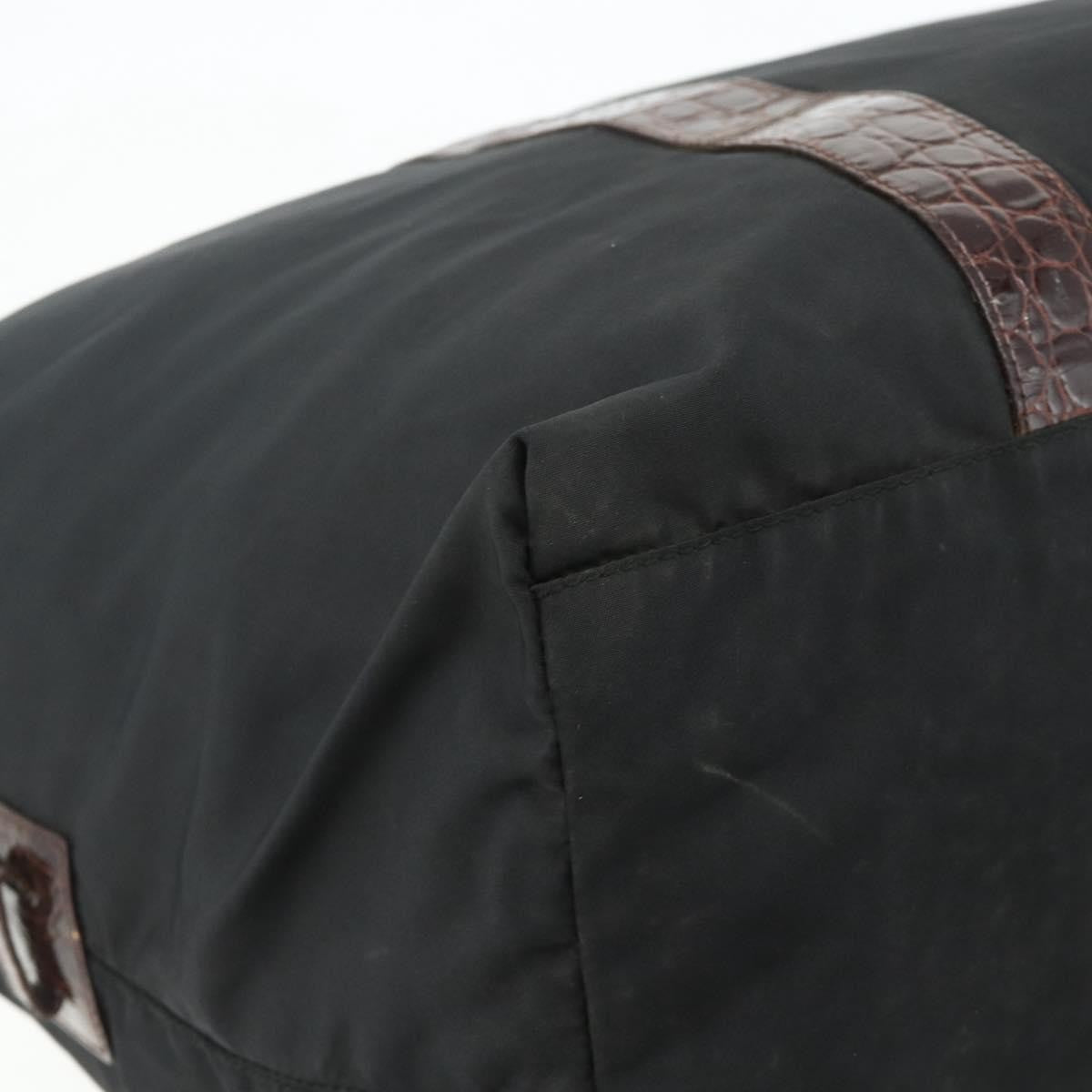 Prada PRADA Boston Bag Nylon Black Gold Authentic 176251