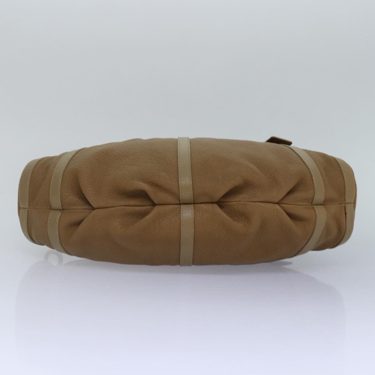 Bvlgari BVLGARI Hand Bag Leather Beige Gold Authentic yk14360