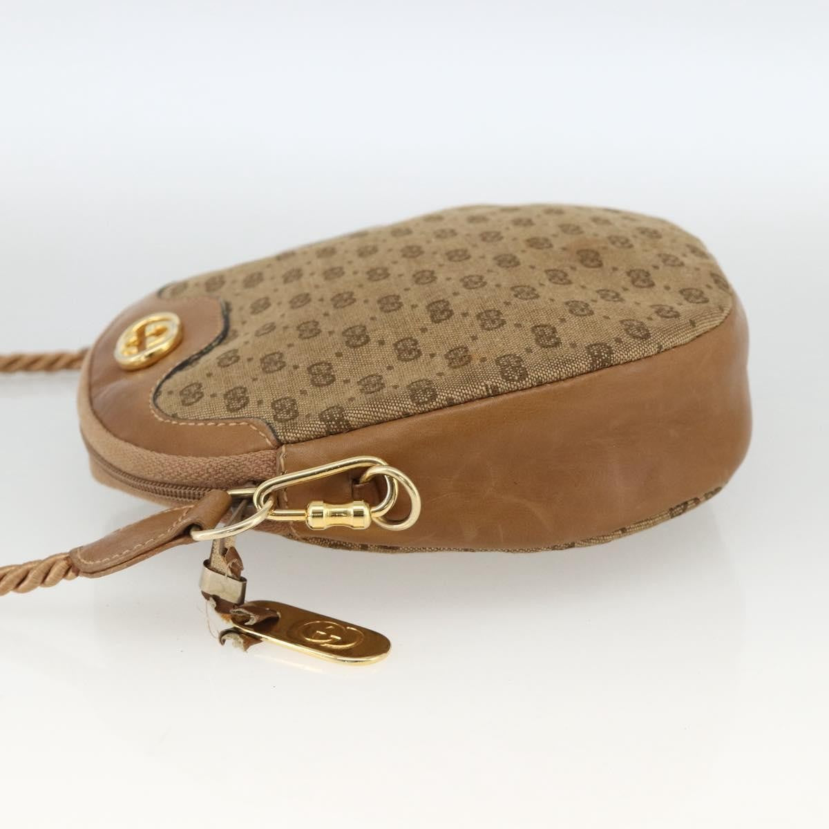 Gucci GUCCI Micro GG Canvas Shoulder Bag Beige Gold Authentic ka3074
