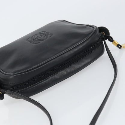 Loewe LOEWE Anagram Shoulder Bag Leather Black Gold Authentic 162165