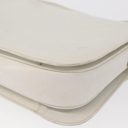 Celine CELINE Shoulder Bag Leather White Gold Authentic yk19773