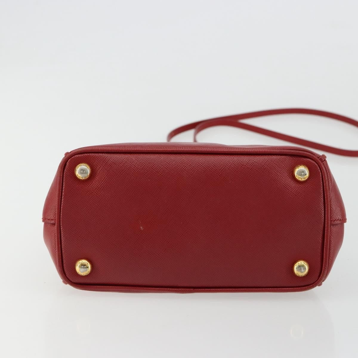 Prada PRADA Hand Bag Safiano leather 2way Red Gold Authentic 179933