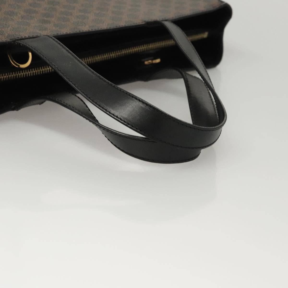 Celine CELINE Macadam Canvas Hand Bag PVC Leather 2way Black Gold Authentic 120130