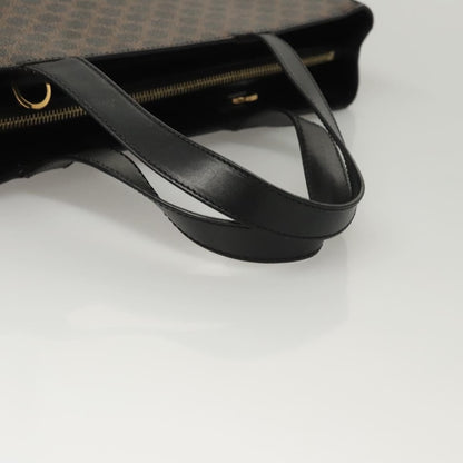 Celine CELINE Macadam Canvas Hand Bag PVC Leather 2way Black Gold Authentic 120130