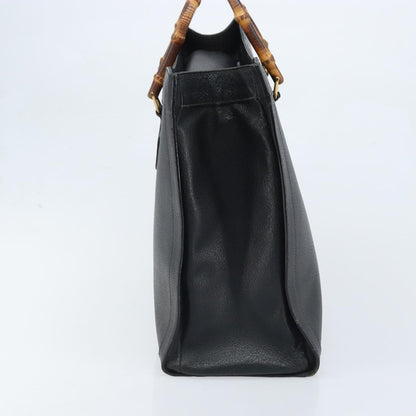 Gucci GUCCI Bamboo Tote Bag Leather Black Gold 002 1186 0259 Authentic 174576