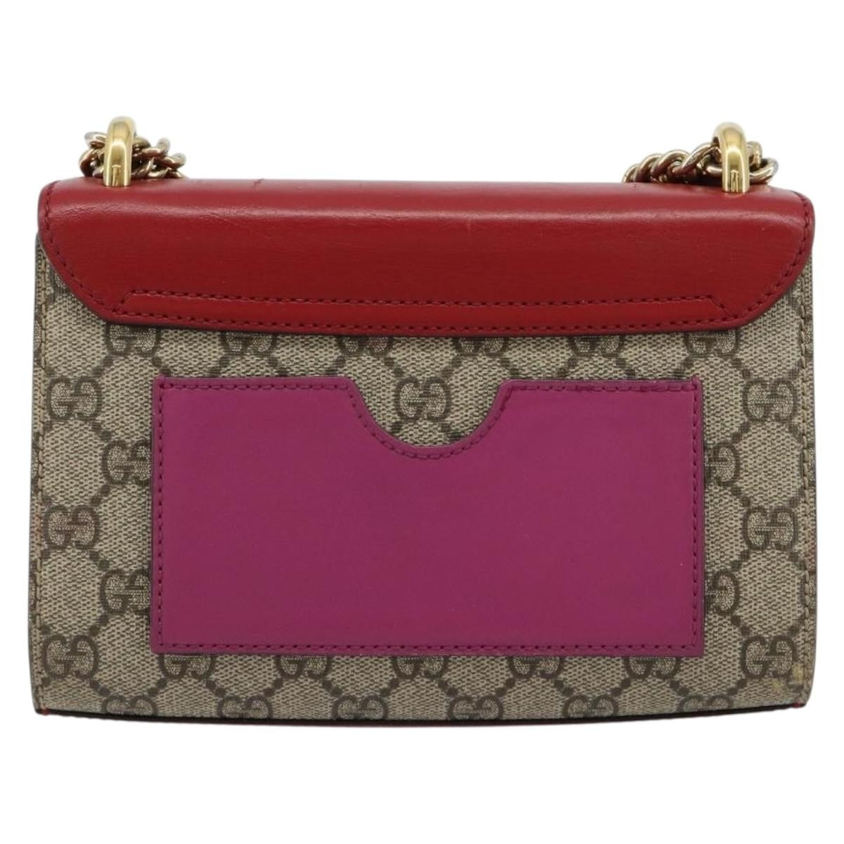 Gucci GUCCI GG Supreme Chain Shoulder Bag PVC Red Gold 409487 Authentic ka4469
