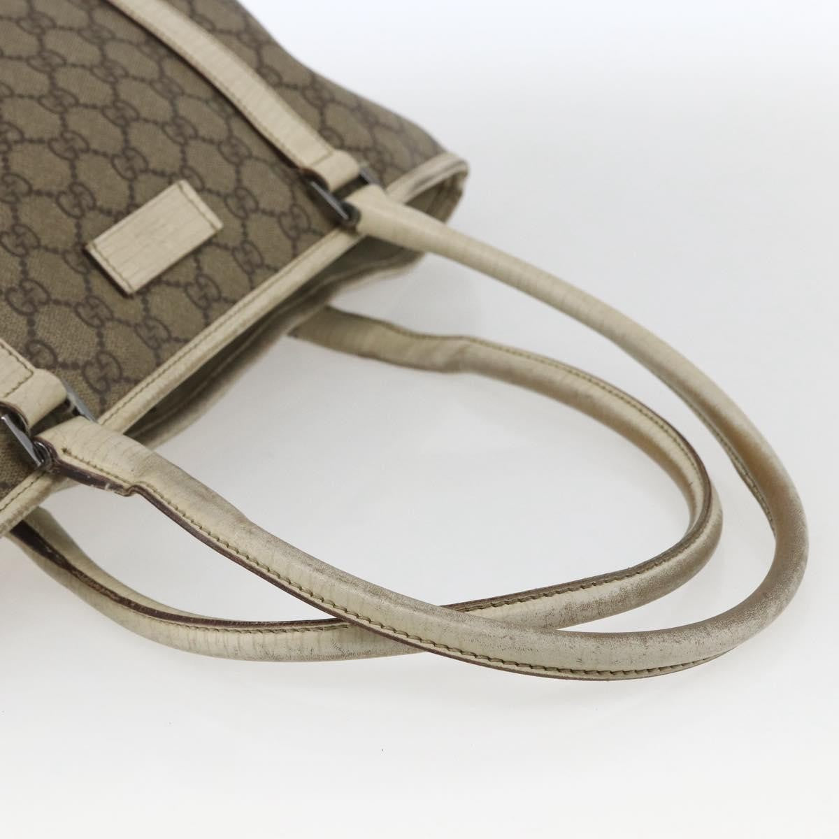 Gucci GUCCI GG Supreme Tote Bag PVC Beige Silver 114595 Authentic BA10796