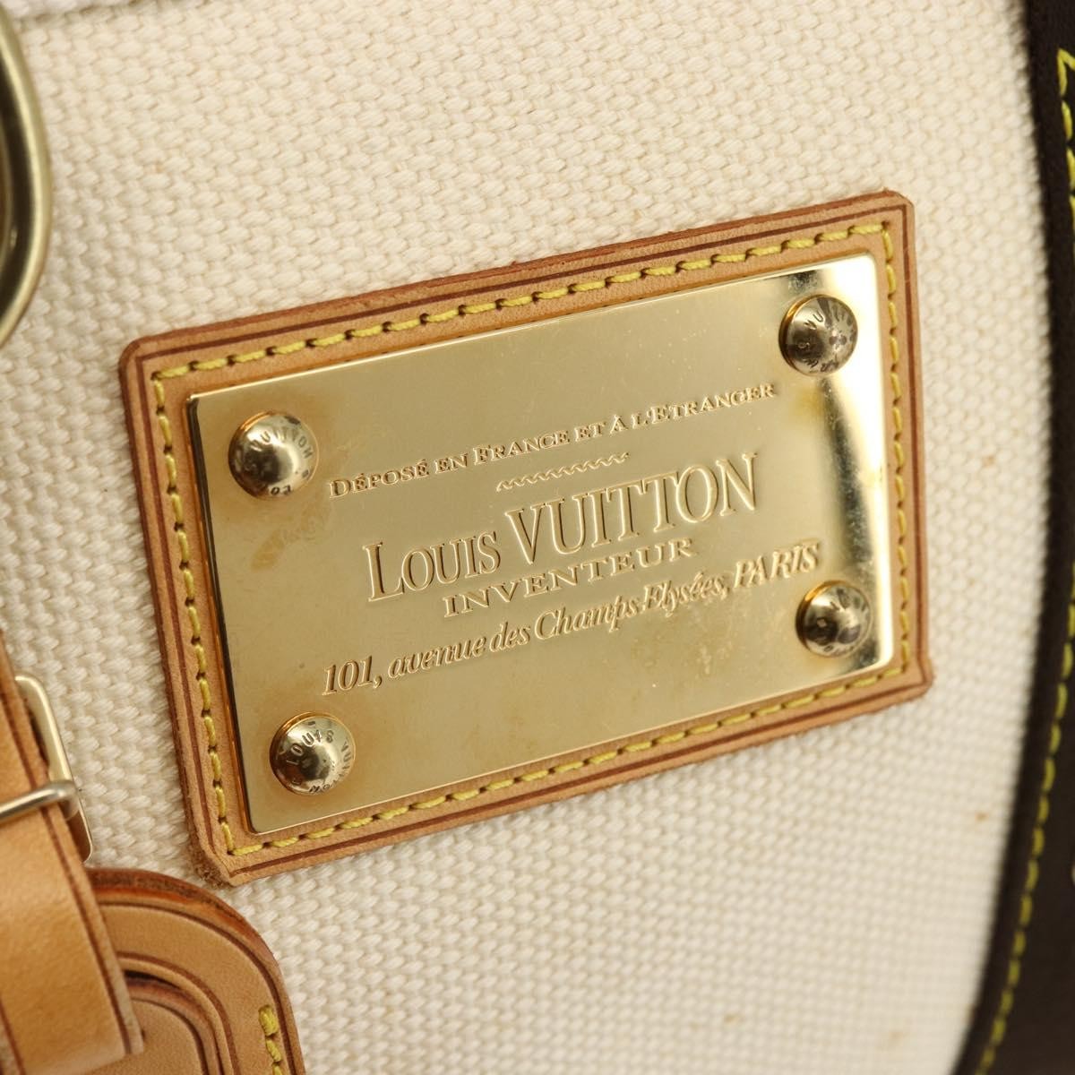 Louis Vuitton LOUIS VUITTON Antigua Cabas PM Hand Bag Black Beige M40039 LV Authentic BA11190