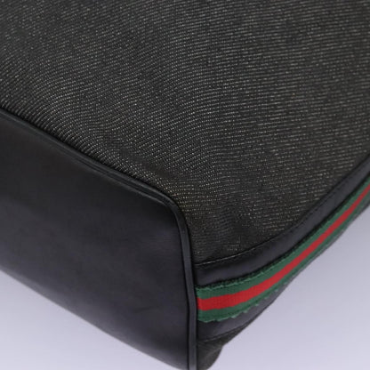 Gucci GUCCI Web Sherry Line Shoulder Bag Denim Black Red Green 73884 Authentic am8160