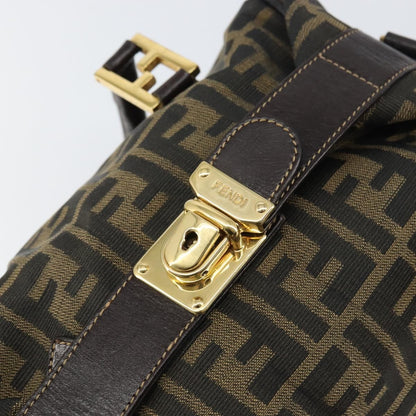 Fendi FENDI Zucca Canvas Hand Bag Black Brown gold Authentic 155701