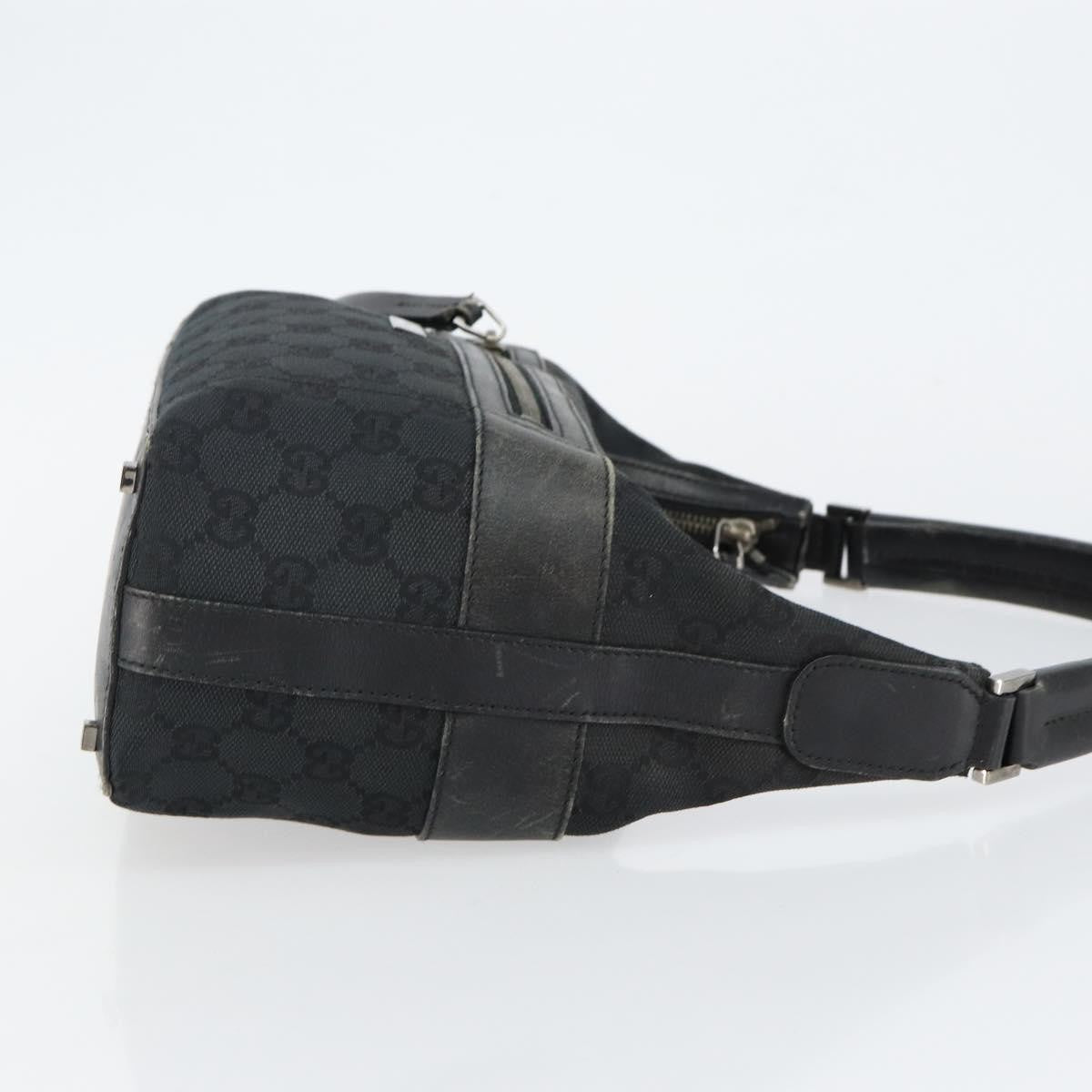 Gucci GUCCI GG Canvas Shoulder Bag Black Silver 001 4302 Authentic 144270