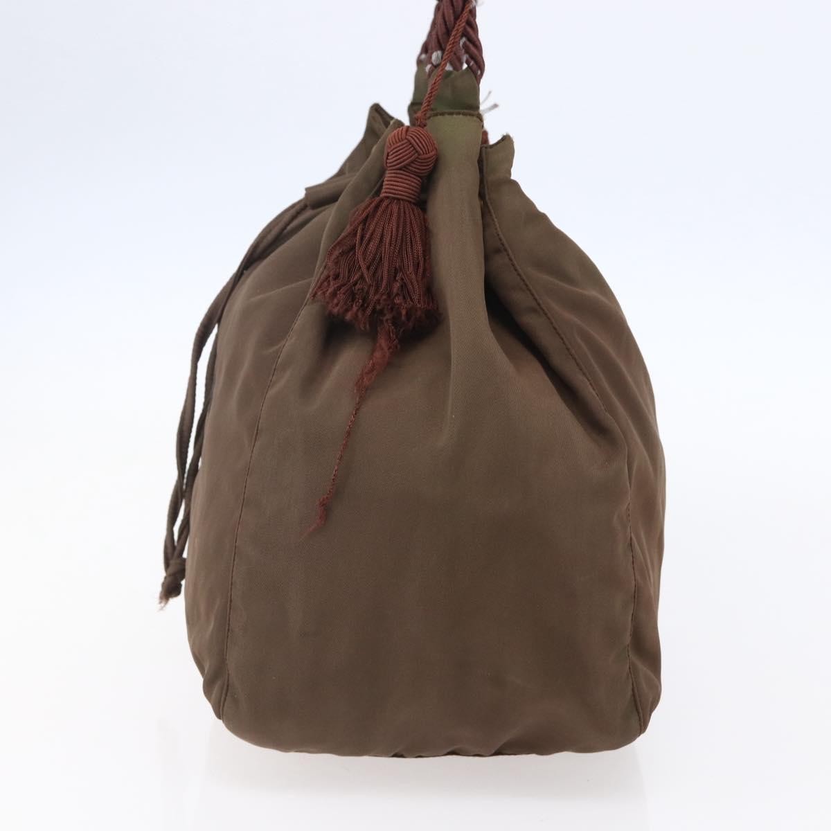 Prada PRADA Tassel Shoulder Bag Nylon Khaki Gold Authentic bs30567