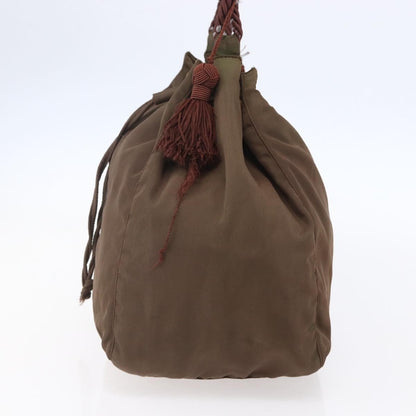Prada PRADA Tassel Shoulder Bag Nylon Khaki Gold Authentic bs30567