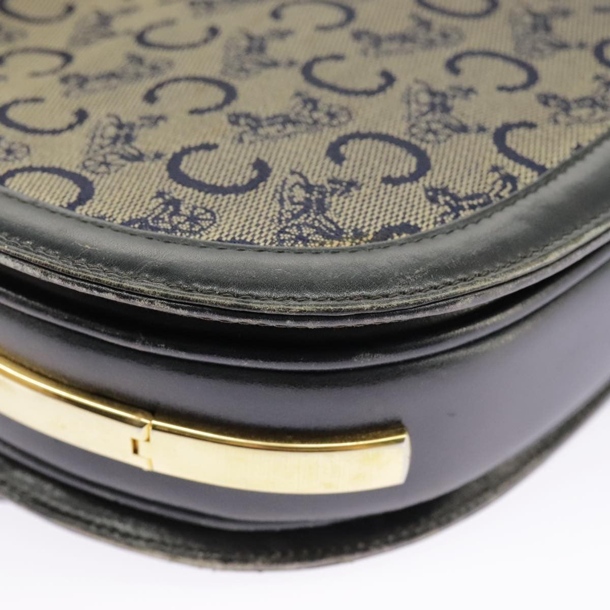 Celine CELINE C Sulky Shoulder Bag Canvas Navy Beige Authentic 100162