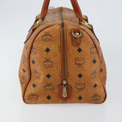 MCM MCM Logogram Vicetos Boston Bag PVC Leather Brown Gold Authentic gh1074