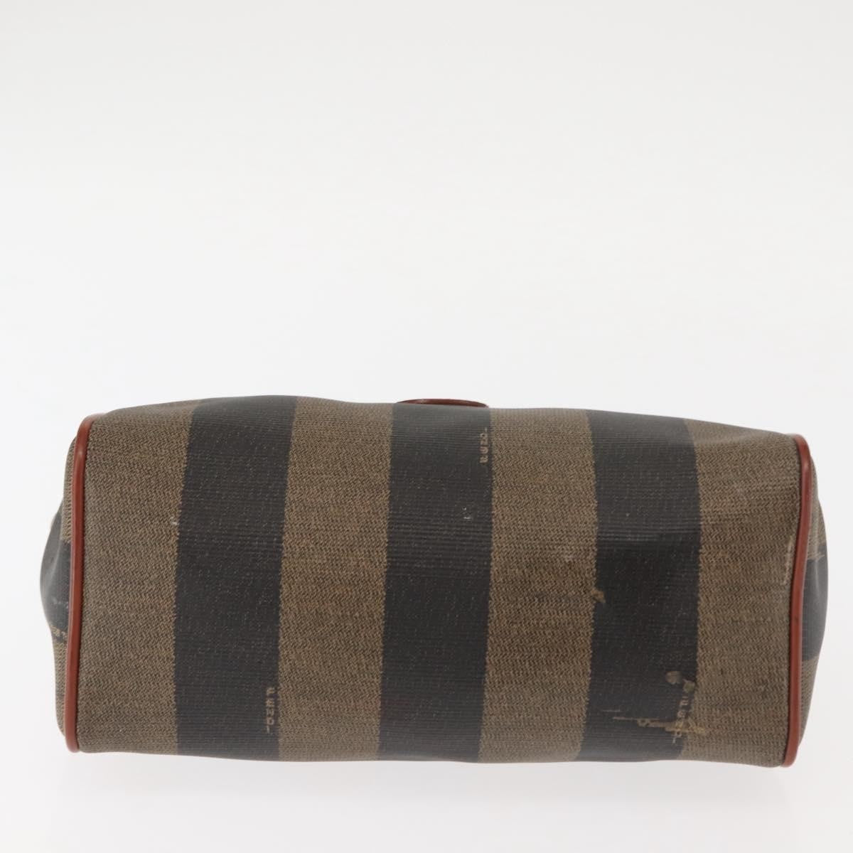 Fendi FENDI Pecan Canvas Hand Bag PVC Black Brown Authentic 146281