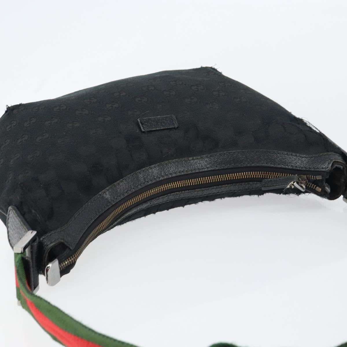 Gucci GUCCI GG Canvas Shoulder Bag Black Silver 181092 Authentic bs31680