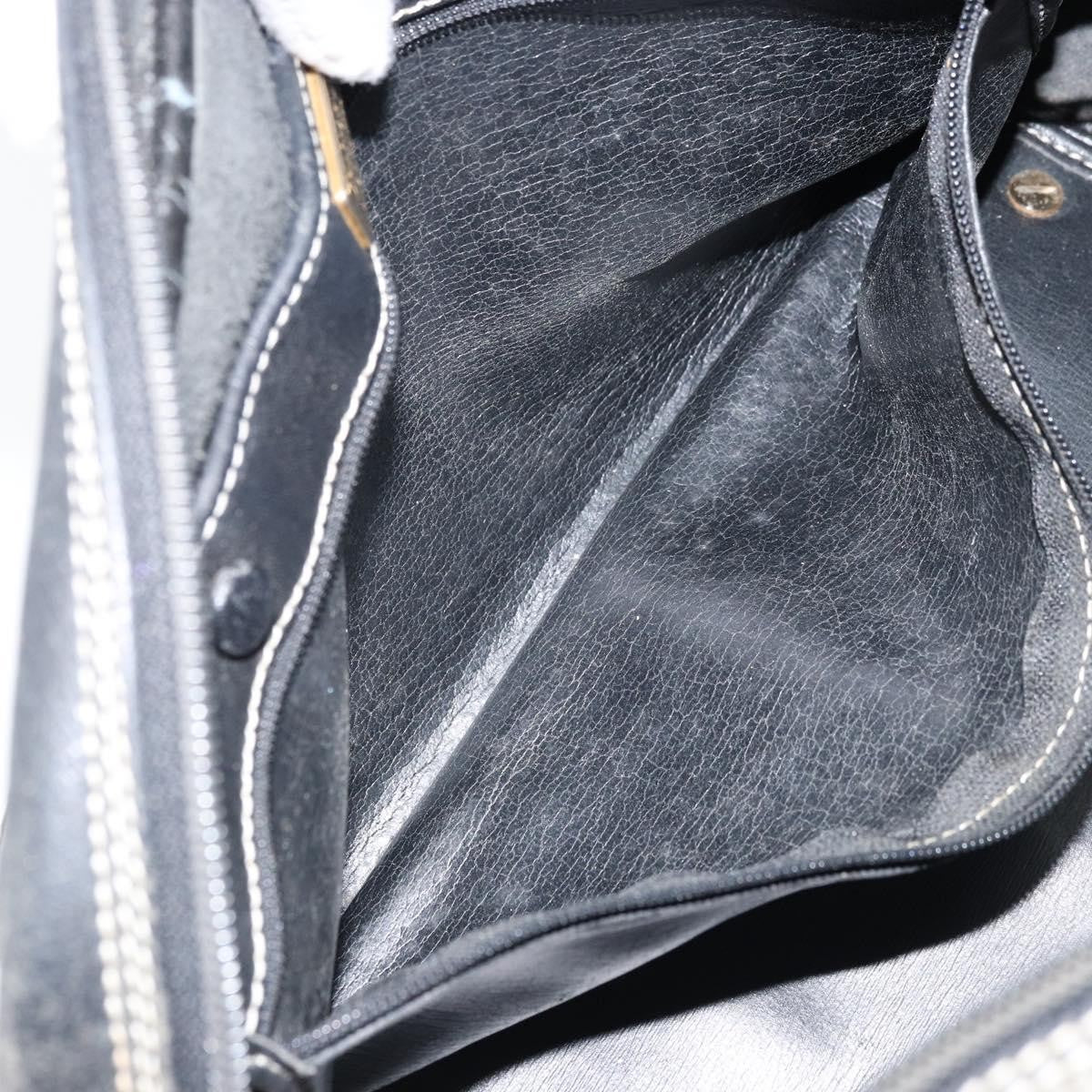 Dior Christian Dior Hand Bag Leather Black Gold Authentic ep13686