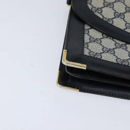 Gucci GUCCI GG Supreme Shoulder Bag PVC Navy Gold Authentic BA7379