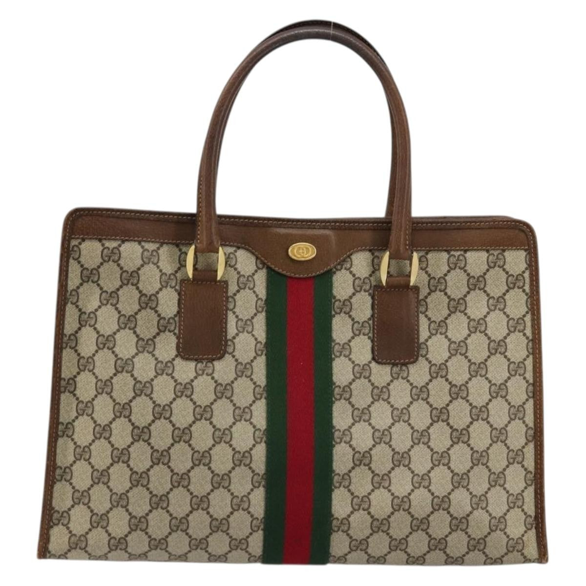 Gucci GUCCI GG Supreme Web Sherry Line Hand Bag PVC Beige Gold 002 4083 39 Authentic ka4103