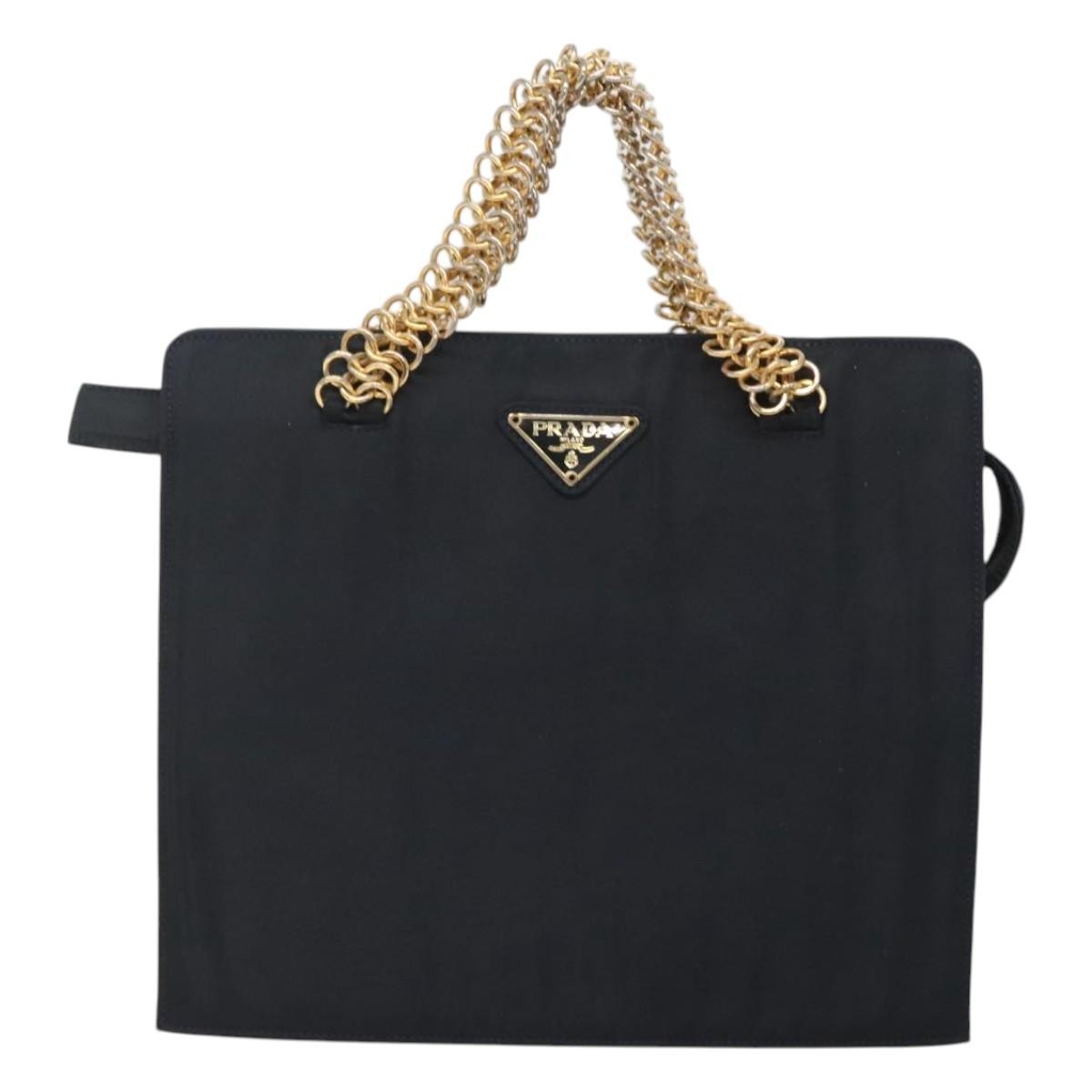 Prada PRADA Hand Bag Nylon Navy Gold Authentic 126301