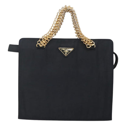 Prada PRADA Hand Bag Nylon Navy Gold Authentic 126301
