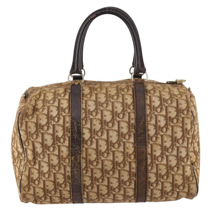 Dior Christian Dior Trotter Canvas Boston Bag Brown Gold Authentic 141365