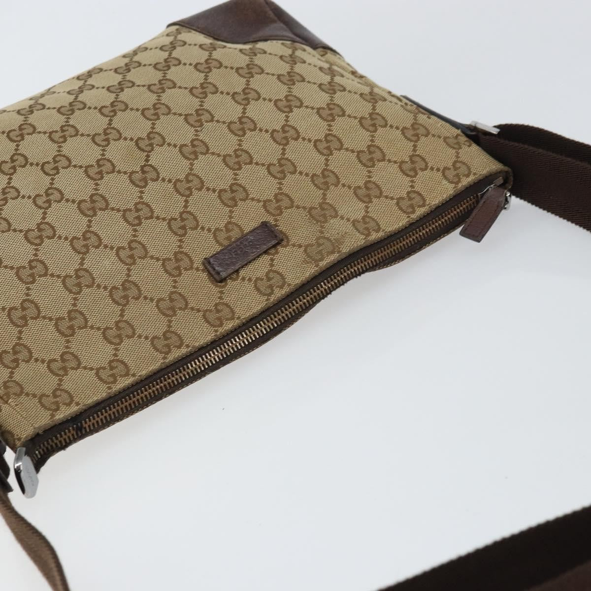 Gucci GUCCI GG Canvas Shoulder Bag Beige Silver 114273 Authentic 157746