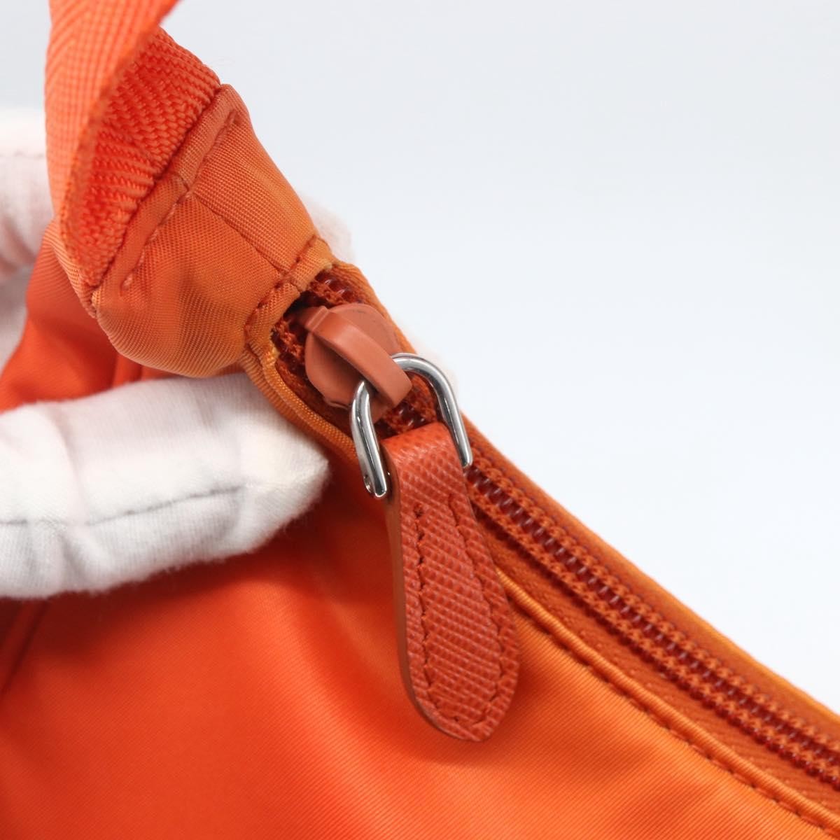 Prada PRADA Accessory Pouch Nylon Orange Silver Authentic 158663V Bag