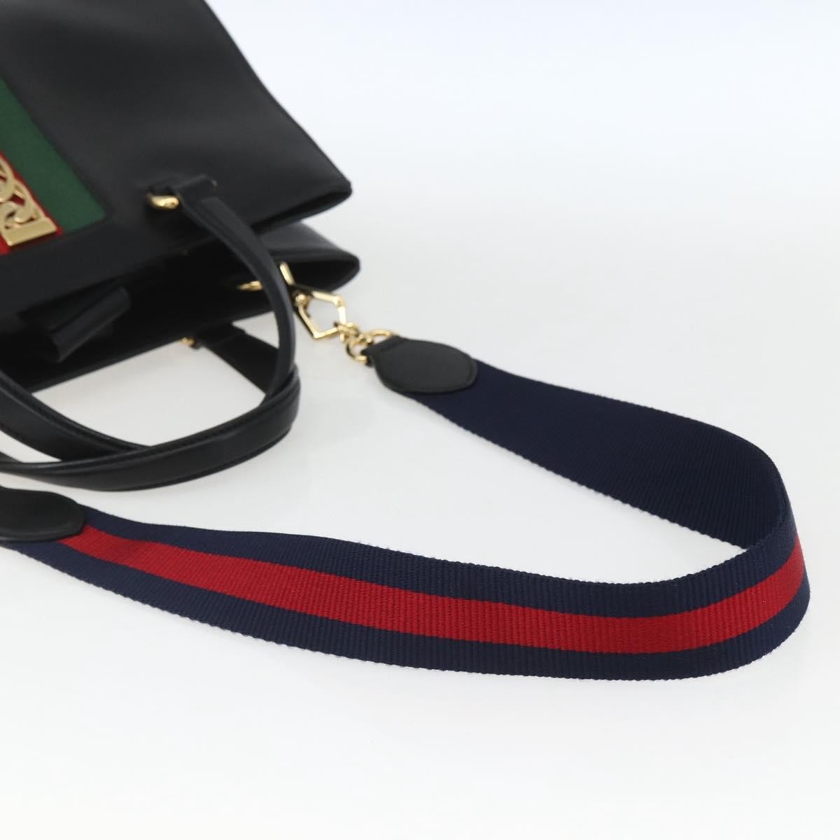 Gucci GUCCI Web Sherry Line Silvi Tote Bag Leather 2way Black Gold 453790 Authentic ki6344