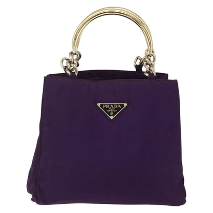 Prada PRADA Hand Bag Nylon Purple Gold Authentic ti3637