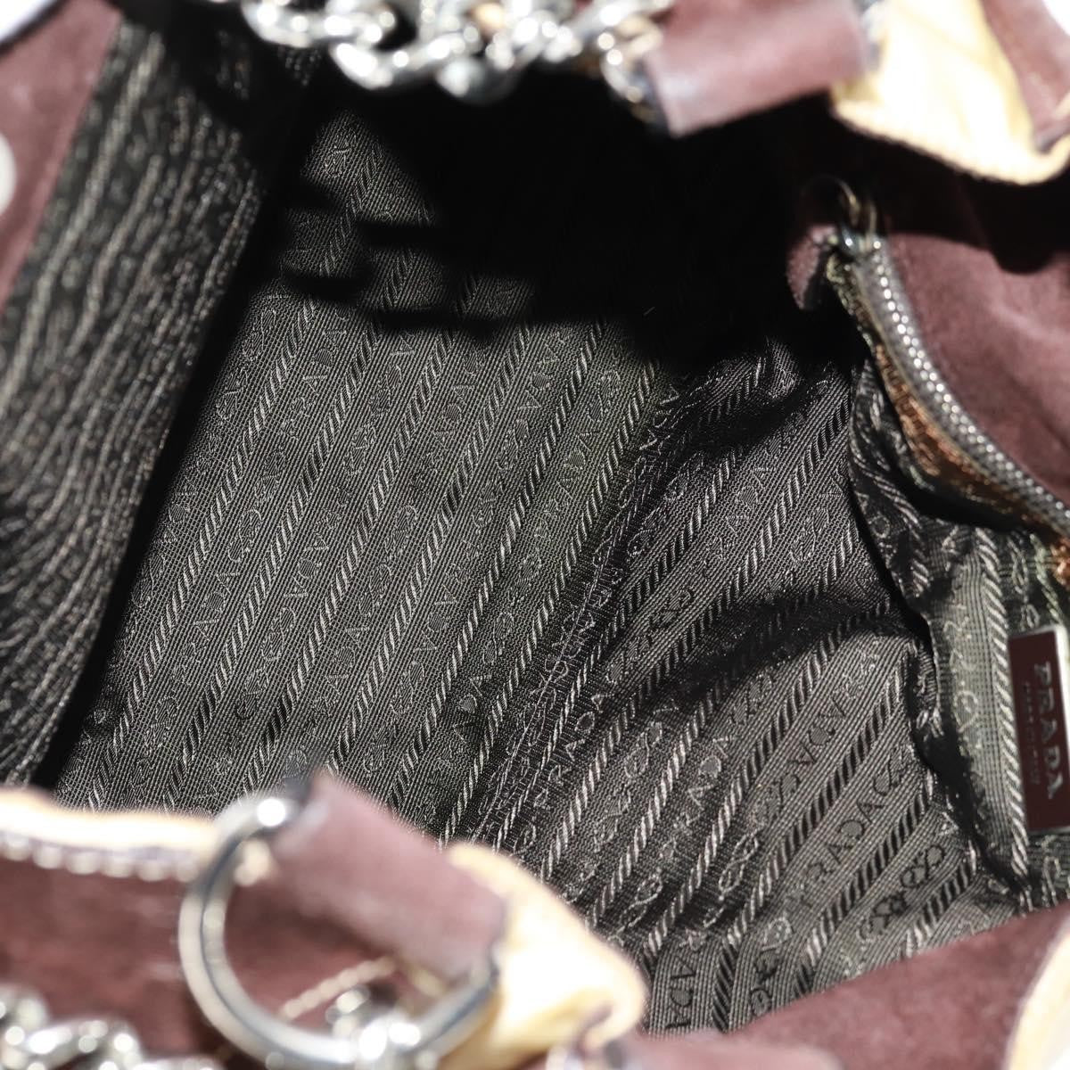 Prada PRADA Chain Shoulder Bag Nylon Beige Silver Authentic 160872