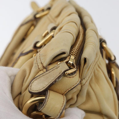 Prada PRADA Hand Bag Leather 2way Ivory Gold Authentic 173213