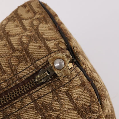 Dior Christian Dior Trotter Canvas Boston Bag Brown Gold Authentic 141365