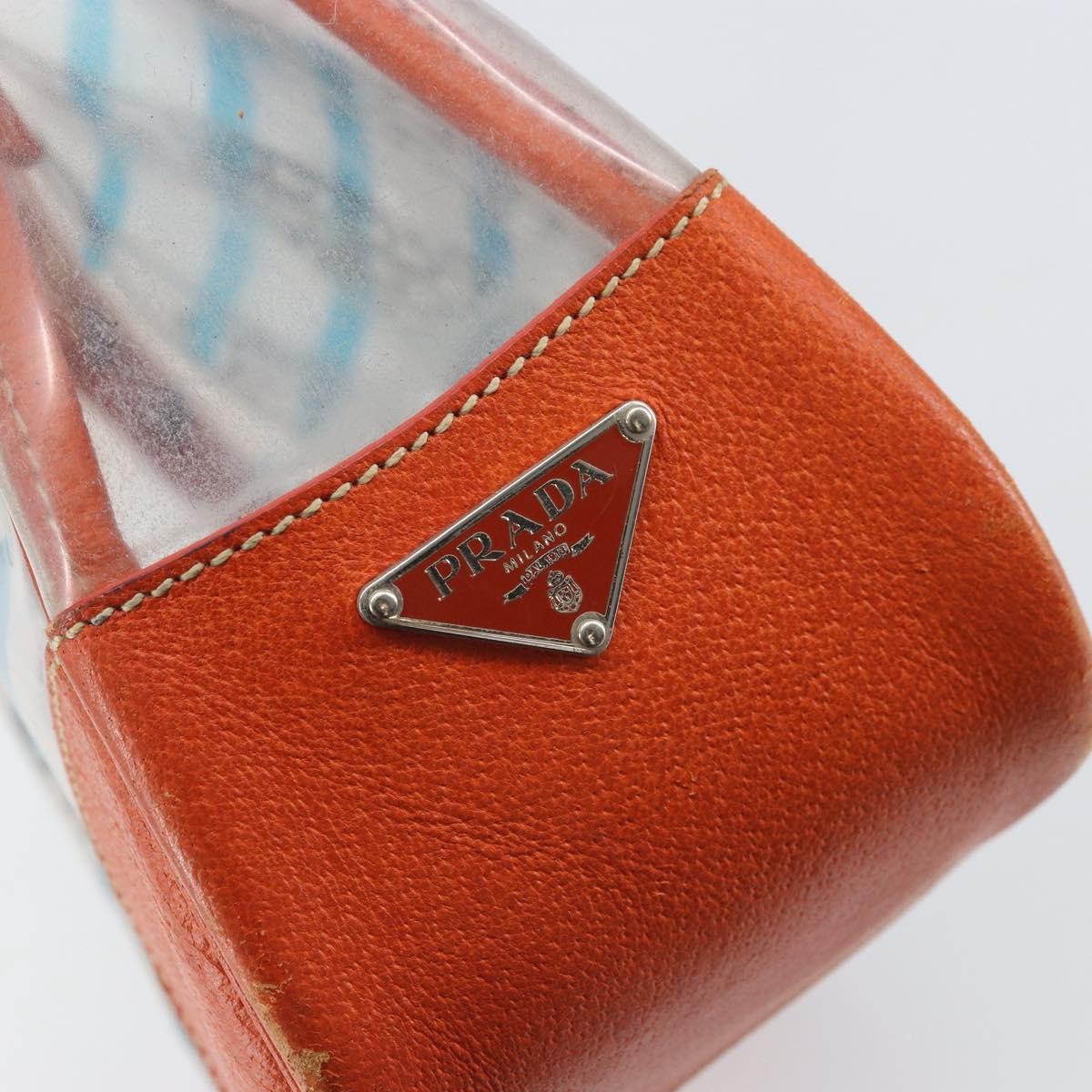 Prada PRADA Hand Bag Vinyl Clear Silver Authentic 161719