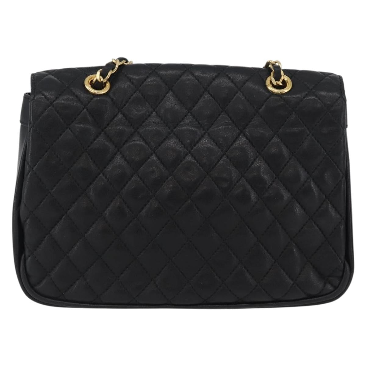 BALLY BALLY Chain Shoulder Bag Leather Black Gold Authentic BA10906
