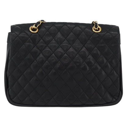 BALLY BALLY Chain Shoulder Bag Leather Black Gold Authentic BA10906