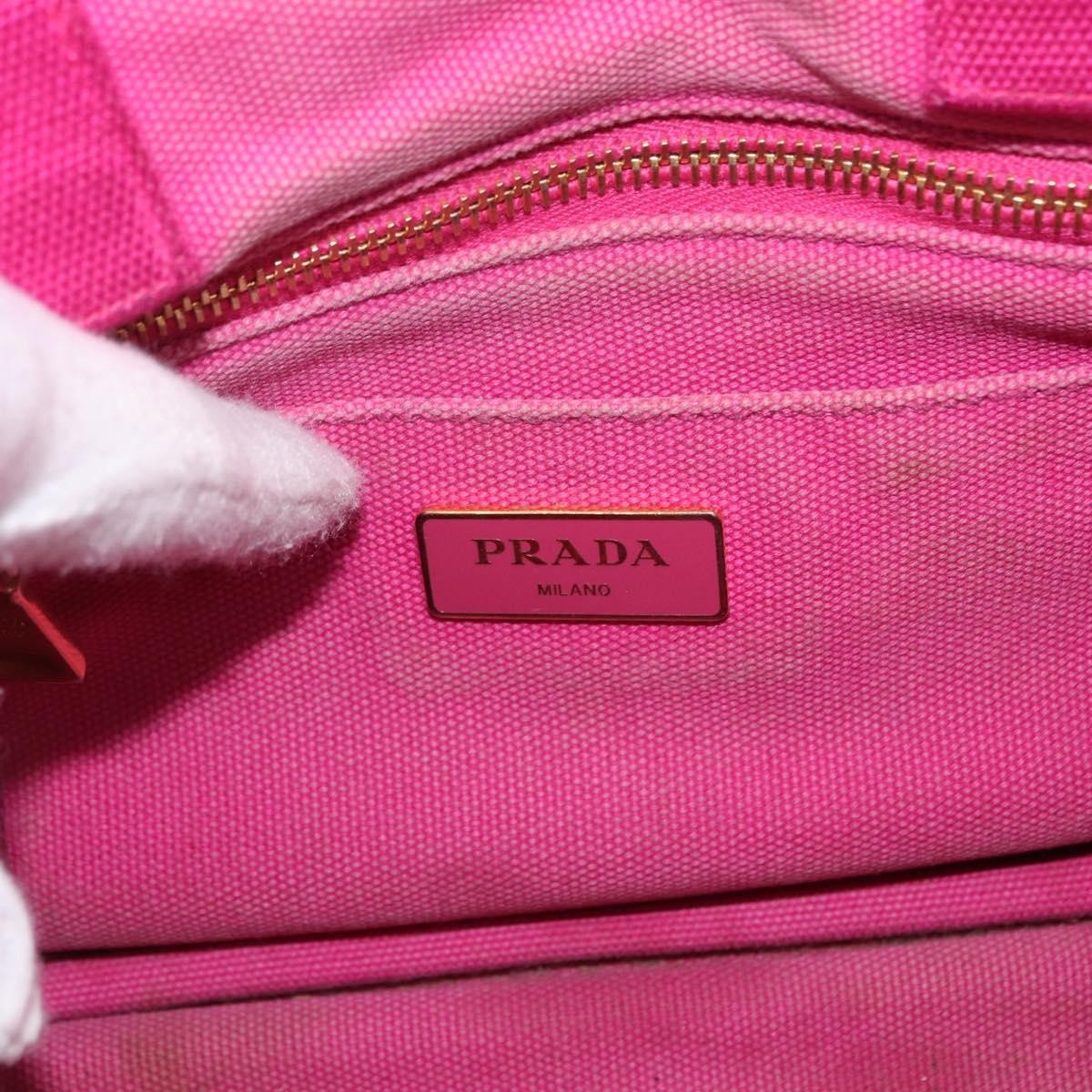 Prada PRADA Canapa PM Hand Bag Canvas 2way Pink Gold Authentic 162515