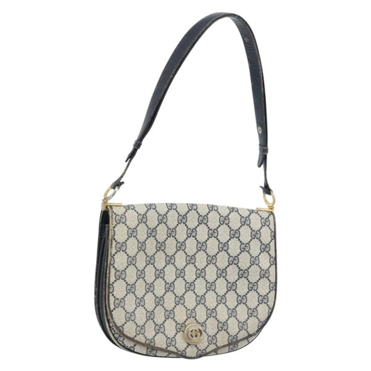 Gucci GUCCI GG Supreme Shoulder Bag PVC Navy Gold Authentic ka3065
