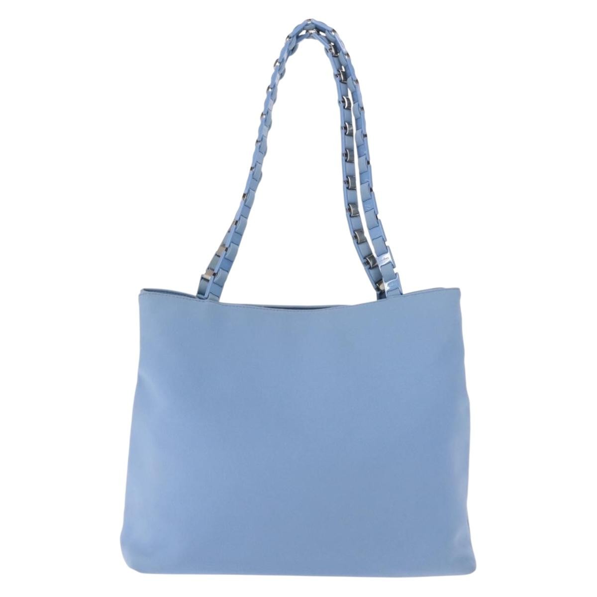 Salvatore Ferragamo Salvatore Ferragamo Tote Bag Canvas Blue Silver Authentic BA7336