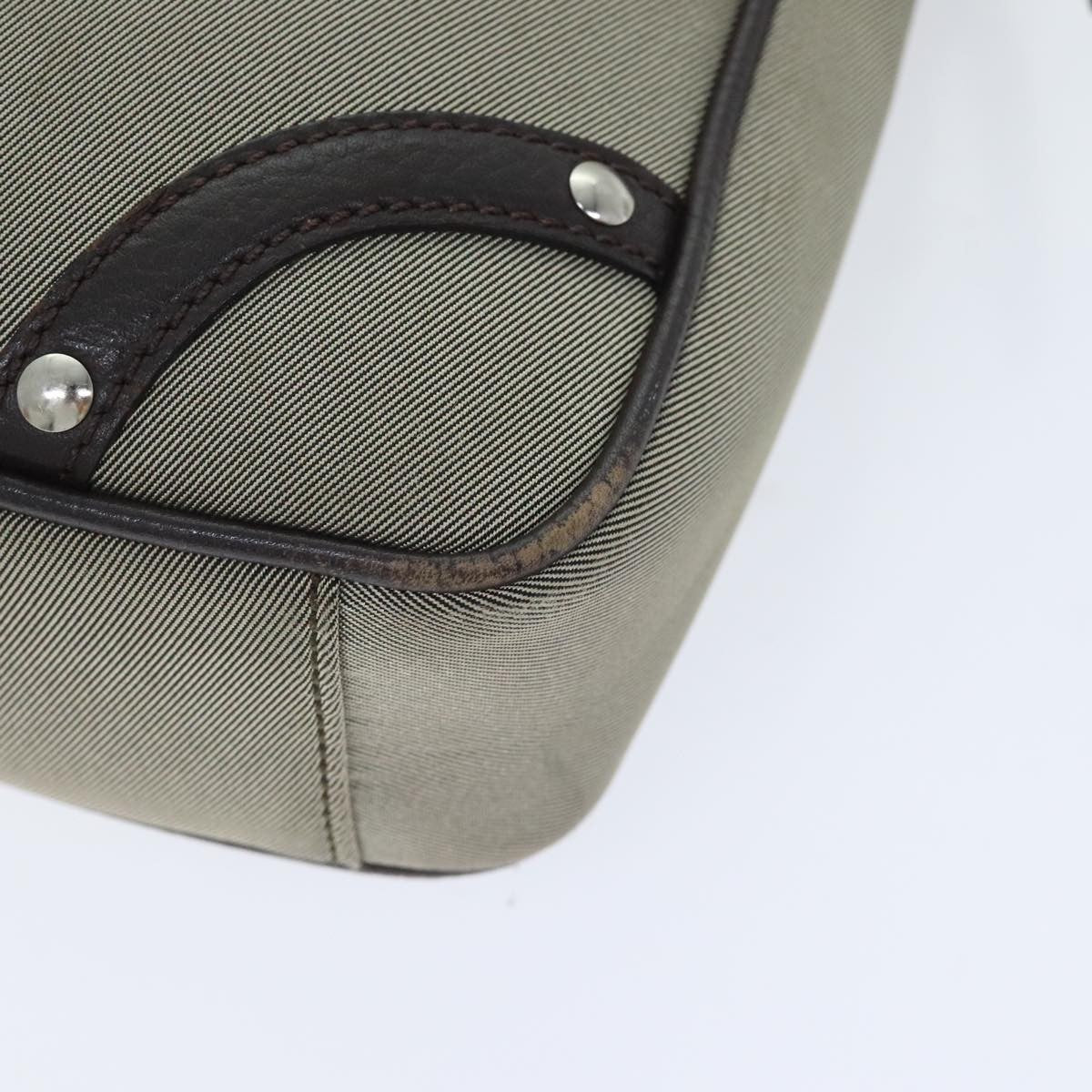 Burberry BURBERRY Nova Check Shoulder Bag Nylon Leather Gray Beige Silver Authentic 92799