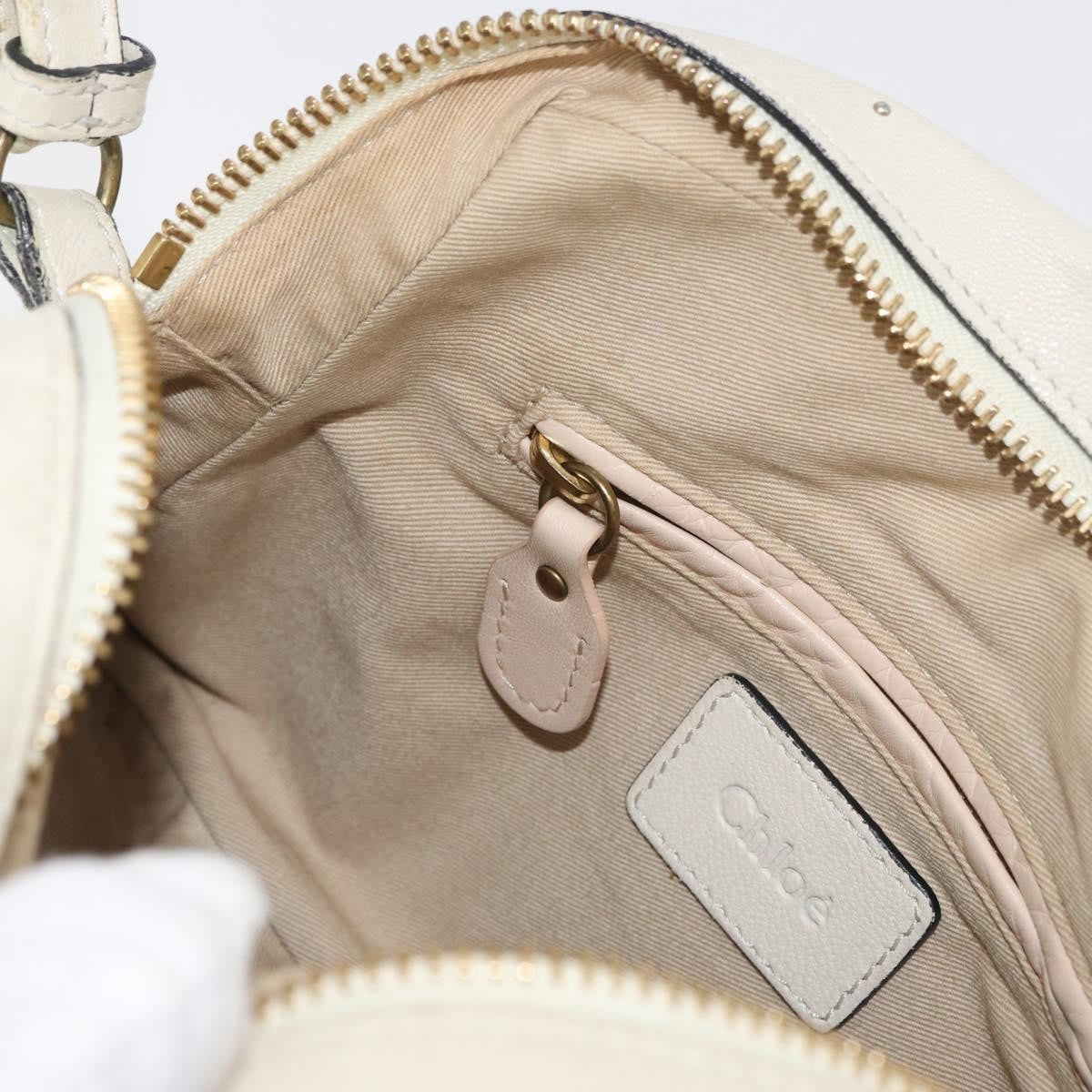 Chloé Chloé Chloe Paraty Hand Bag Leather 2way White Gold Authentic 177045