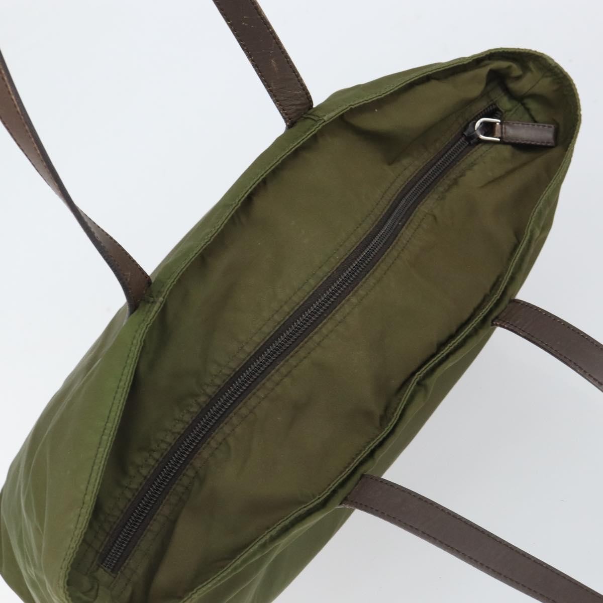 Prada PRADA Tote Bag Nylon Green Silver Authentic 157537