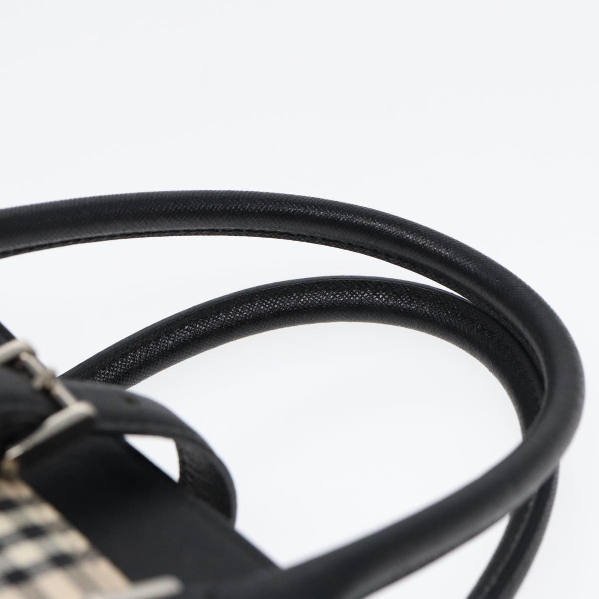 Burberry BURBERRY Nova Check Hand Bag Canvas Beige Black Authentic am6710