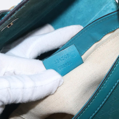 Gucci GUCCI Micro GG Canvas Shoulder Bag Enamel Outlet Turquoise Blue Gold Authentic ka641
