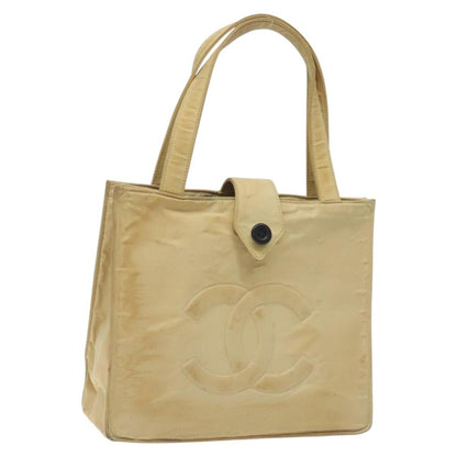 Chanel CHANEL Tote Bag Nylon Beige Gold CC Authentic bs26566