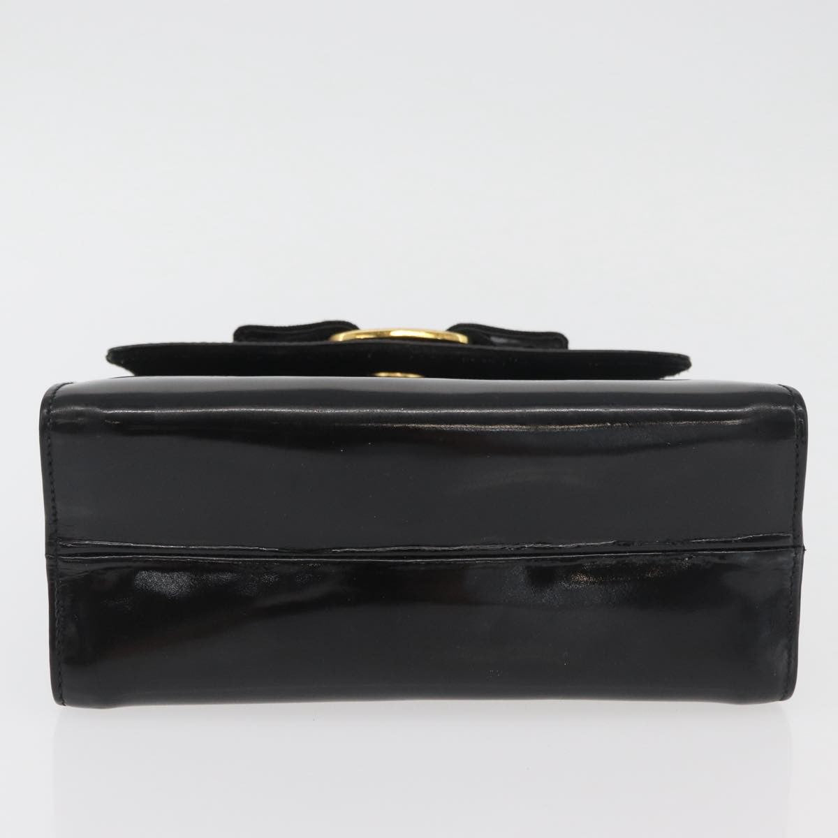 Salvatore Ferragamo Salvatore Ferragamo Vala Hand Bag Patent leather 2way Black Gold Authentic LNZ738
